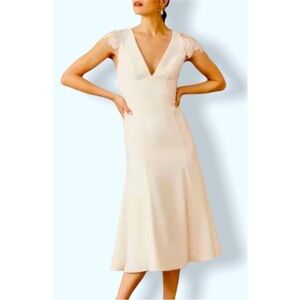 NWOT BHLDN x Amsale Arcady Lace Crepe Midi Dress in Ivory SZ 6